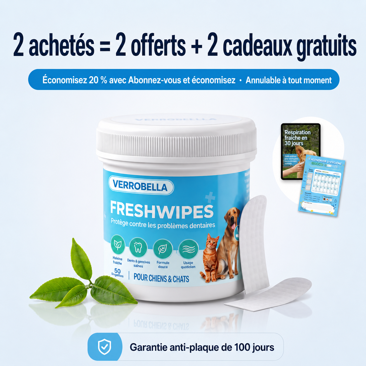 FreshWipes™ – Lingettes dentaires pour chiens et chats