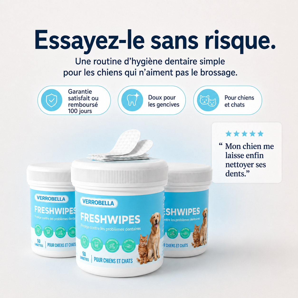 FreshWipes™ – Lingettes dentaires pour chiens et chats
